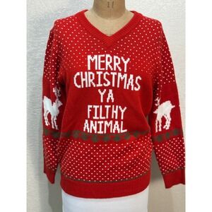 Home Alone Merry Christmas Ya Filthy Animal‎ Ugly Christmas Sweater Red Size M